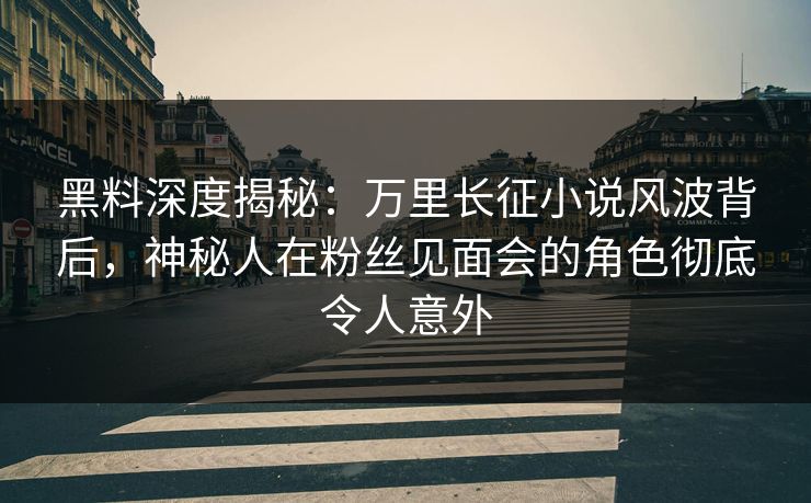 黑料深度揭秘:万里长征小说风波背后,神秘人在粉丝见面会的角色彻底令人意外 黑料深度揭秘:万里长征小说风波背后,神秘人在粉丝见面会的角色彻底令人意外